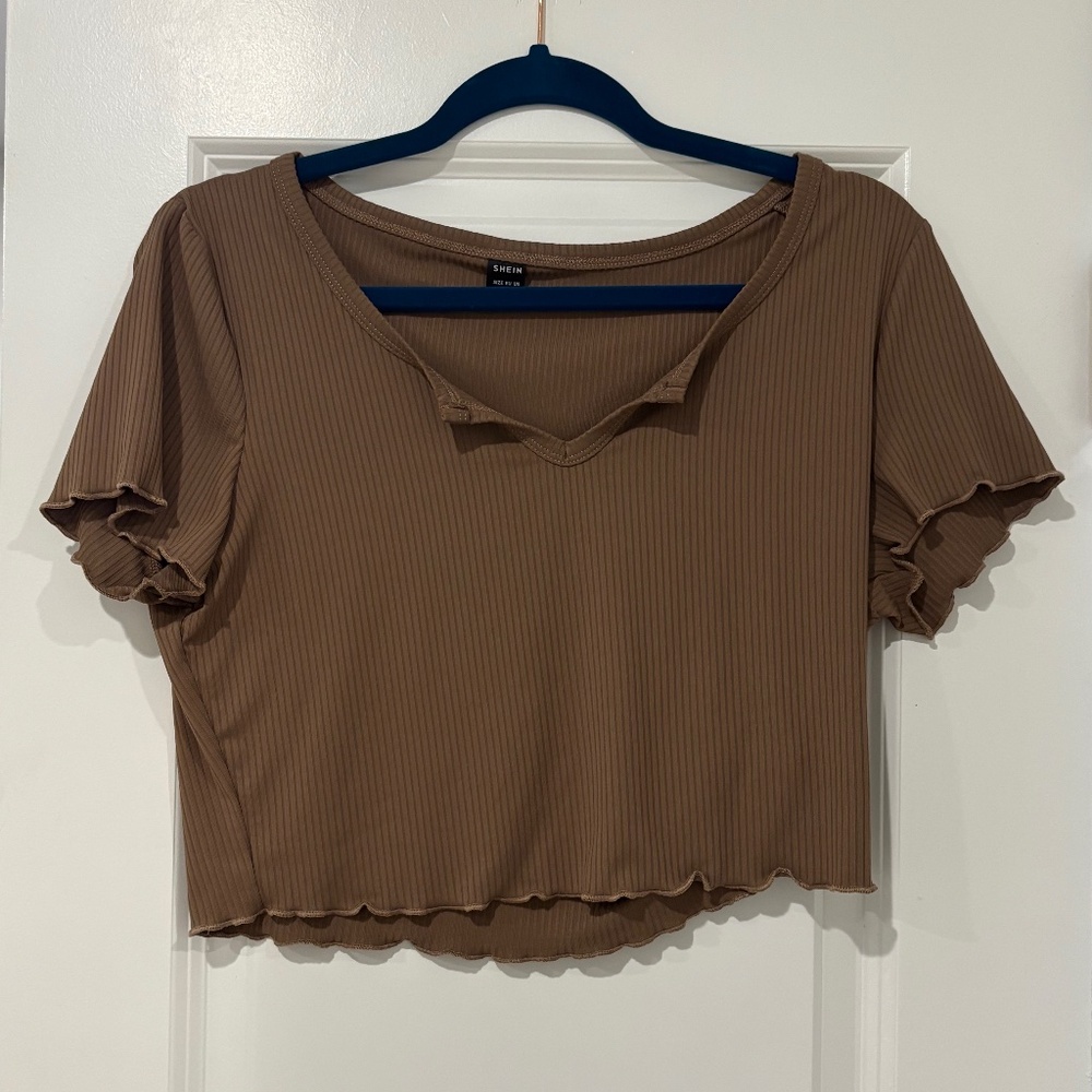 Brown Crop T-Shirt